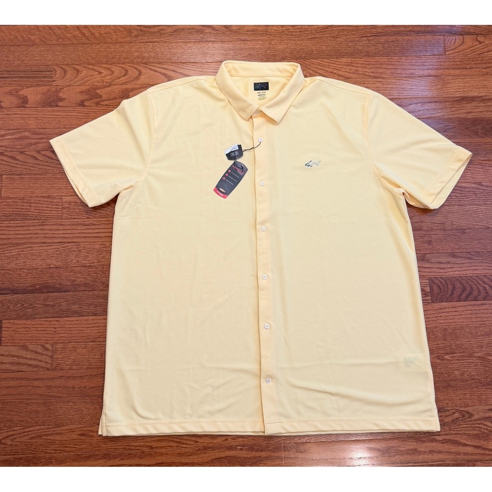 Greg Norman Performance Button Down Shirt Mens 4XL Yellow Stretch Golf Play Dry